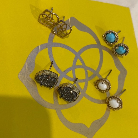 Kendra Scott Turquoise blue round stone with gold surround Earrings ** - Picture 2 of 4